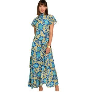 Elizabeth James the Label, Mackenzie Dress, Damask, Blue, Large